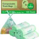 bioMat Compostable Trash Bags 3 Gallon with Handle Ties, 125 Count, Small Kitchen Food Scrap Bin Liners, BPI, CMA and OK Compost HOME certified, Meets the ASTM D6400 Standard