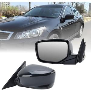 Left Driver Side Mirror Compatible with Honda Accord 2008 2009 2010 2011 2012 Power Manual Folding Non-Heated Door View Mirrors 3 Pins. ONE PACK