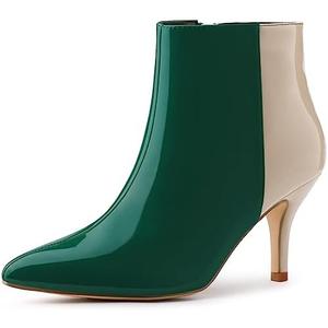 Allegra K Women's Contrast Color Leopard Print Stiletto Heel Ankle Boots, size 10