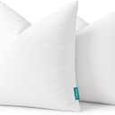 Oubonun 18x18 Feather Down Alternative Throw Pillow Inserts, 100% Cotton Cover, Medium Firm Decorative Pillow Inserts for Couch, Sofa, Bed, Chair (Set of 2)