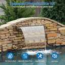 POPOSOAP 24 Inch Pond Waterfall Spillway with 1200GPH Pump, 304 Stainless Steel Pond Waterfall Kit with 9.8FT Corrugated Tube, Pond Waterfall Box for Outdoor Pond Waterfall System Garden Decor-P46