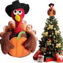 Thanksgiving Christmas Tree Topper Decorations, 12 Inches Large Turkey Velvet Fall Thanksgiving Christmas Tree Ornaments for Home Indoor Party Decor
