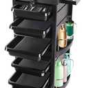 Black Salon Trolley Cart with Wheels Locking Beauty Rolling Trolley Carts | Hair Salons Storage Cabinet Barber Organizer Tool Multi Drawers Rolling Cart for Hair Supplies