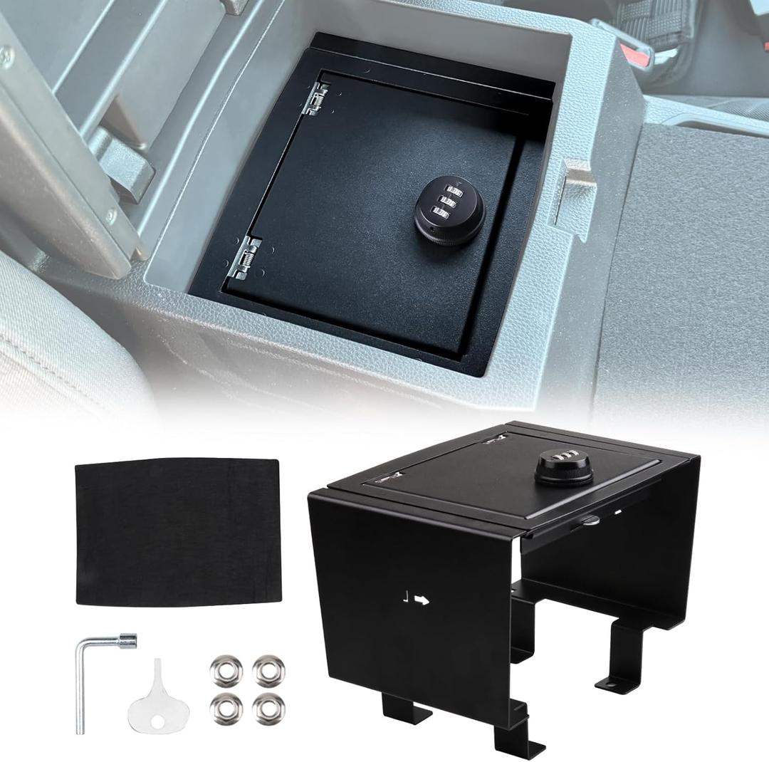 Center Console Safe Organizer Compatible with 2024 Toyota Tacoma Accessories Lock Box with Digit Combo Gun Armrest Safe Lockbox Storage Box