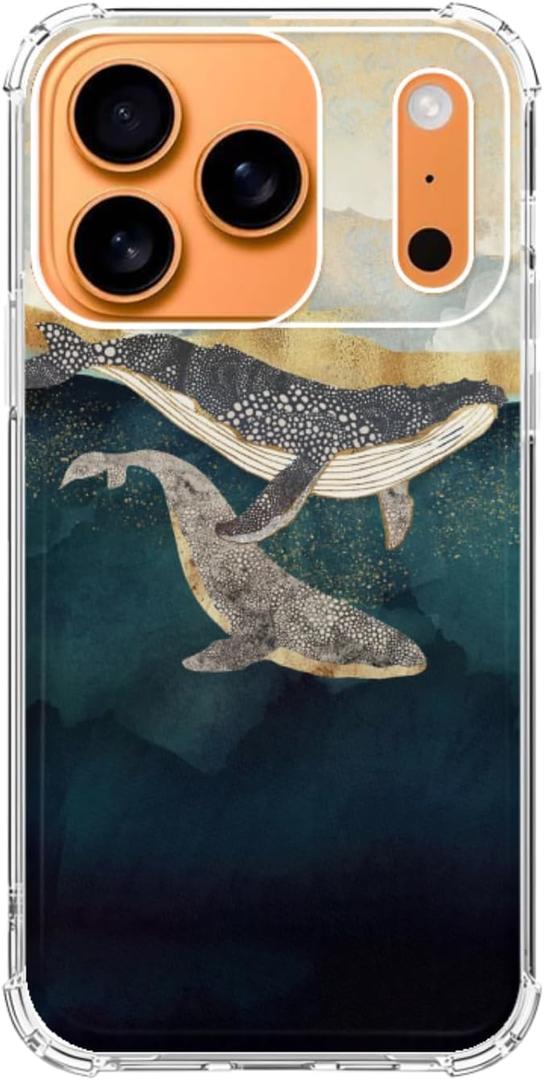 Ocean Whale Phone Case Compatible with iPhone 17 Pro Max, Trendy TPU Bumper Cover Case