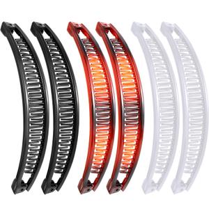 WILLBOND 6 Pcs Banana Clip Hair Clincher Combs Classic Banana Hair Clip Fish Shape Ponytail Clips for Women Girls Thick Curly Thin Fine Hair(Brown, White, Black)