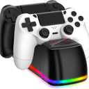 Controller Charger Dock Station for PS4 with RGB Light,Fast Charging for 2 PS4 Controllers,Charging Station Replacement for PlayStation 4 Charger