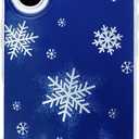 SCORPIFY for iPhone 17 Case [Compatible with MagSafe] with Christmas Frosted Night Design, Cute Blue Snowflake Magnetic Phone Cover Bumper for Women Girls, Glitter Sparkle Silver Accents