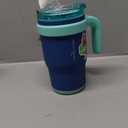 REDUCE 14 Oz Coldee Kids Tumbler with Lid and Straw - Coldee Insulated Travel Mug - Spill-Proof, Sweatproof Stainless Steel, BPA-Free - Includes Handle, Reusable Silicone Straw - Nautical Mist