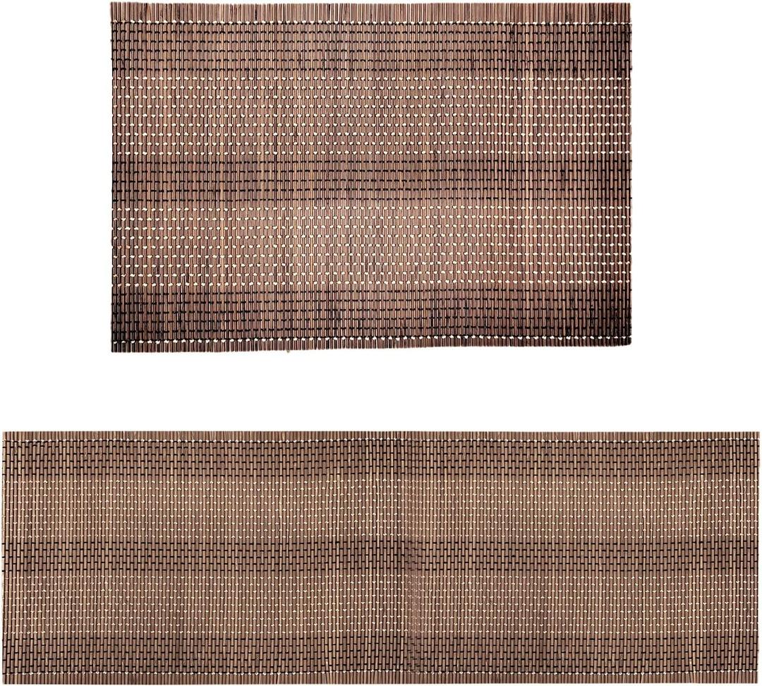 ANDSTAR 12x72 Inch Weave Bamboo Table Runner Stain Resistant Heat Resistant Oil-Proof Non-Slip Waterproof Easy to Clean Table Runner for Kitchen Dinning Room Table Decoration(Coffee,1 Piece)