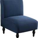 LavishCover Armless Accent Chairs Covers, Thick Armless Recliner Sofa Cover Stretchable, Removable Armless Chair Slipcover for Living Dining Room Hotel (Navy Blue, 1pc)