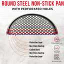 Non-Stick Pizza Pan with Holes - 13-Inch Perforated Pizza Crisper Carbon Steel Pizza Pan - 1 Round Pizza Trays PFOA PFOS and PTFE Free (Black)