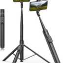 TONEOF 70" Automatic Phone Tripod with Magnetic Rechargable Remote, Selfie Stick 360° Vertical & Horizontal Rotatable, Stable for iPhone/ Android(Black)
