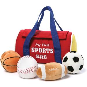 Baby GUND My First Sports Bag Stuffed Plush Playset, Baby Gift Toys for Boys and Girls Ages 1 & Up, 5 Piece, 8"