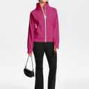 Womens Fleece Lined Half Zip Pullover Cotton Winter Warm Sweatshirt for Women with Thumbhole Pocket (Pink)