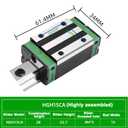 LD-Teemm HGH15CA Linear Slider Bearing, 2pcs HGH15CA Square All-Metal high-Temperature Resistant Bearing Slider Block, for HG15 High Assembly CNC Linear Guide Kits.