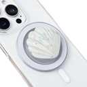 for MagSafe Magnetic White Shell Transparent Collapsible Mobile Phone Grip, Compatible for iPhone 17 & 16 & 15 & 14 & 13 & 12 Series Stand Holder, Include Magnetic Ring