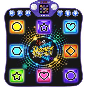 Dance Mat Toys for 3-12 Year Old Girls - Light Up 8 Buttons Dance Mat for Kids Age 4-8 Bluetooth Dance Pad - Kids Toy 8-12 Year Old, Birthday for 3 4 5 6 7 8 9 10+ Year Old Boys Kids (Black)