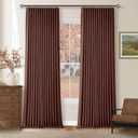 Reddish Brown Linen Blackout Pleated Curtains 90 Inches Long for Living Room Darkening Pinch Pleat 100% Black Out Drapes Thermal Insulated Soundproof Rust Brown 90 Inch Curtain for Dining Bedroom
