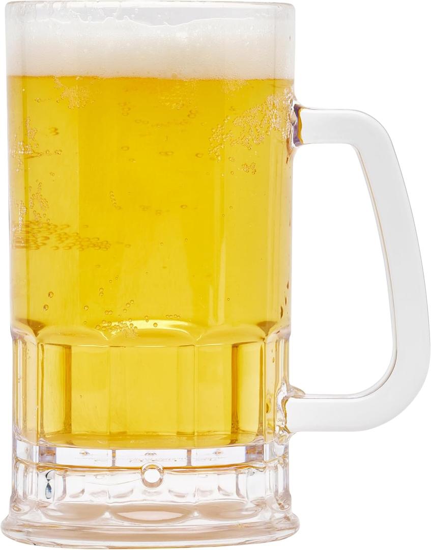 G.E.T. Shatter-Resistant Plastic Beer Mug / Stein, 20 Ounce, BPA Free, 00085-1-SAN-CL-EC, Pack of 4