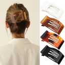 Velscrun Flat Hair Clips for Women Girls, Matte Lay Flat Claw Clips, Strong Hold Large Side Hair Clip All Hair Types, French Duck Billed Hair Jaw Claw Clip, Non Slip Grip for Daily Styling Amber