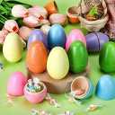 Marsui 24 Pcs Easter Wooden Eggs 2 x 2.8 Inch Fillable Wooden Easter Hollow Fake Eggs Hunt DIY Painting Colorful Art Craft Basket Stuffers Decorations Spring Home Decor