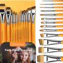 Face Painting Brushes, Fuumuui 13pcs Professional Synthetic Brushes for Face & Body Painting with Halloween, Cosplay, Costume & Theater - Acrylic Watercolor Oil Gouache