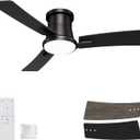 42 Inch Ceiling Fans Black Lights and Remote,White Low Profile Ceiling Fan with Light,Flush Mount,Reversible,6 Speeds,3CCT Dimmable,for Bedroom,Living Room,Indoor Patio