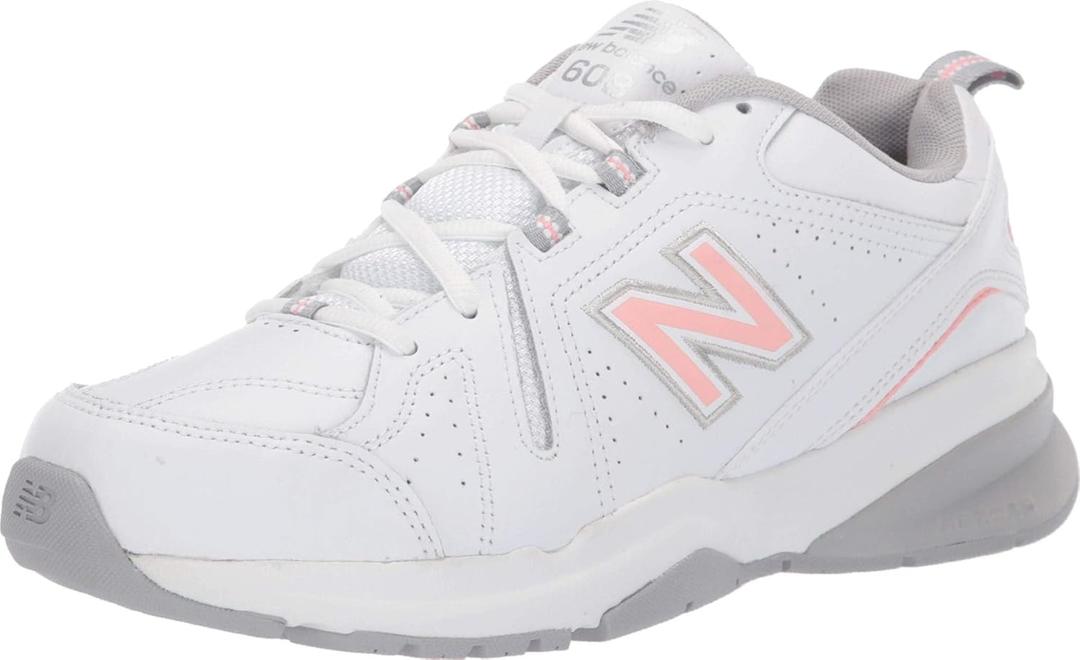 New Balance Women's 608 V5 Casual Comfort Cross Trainer (7 Wide, White/Pink)