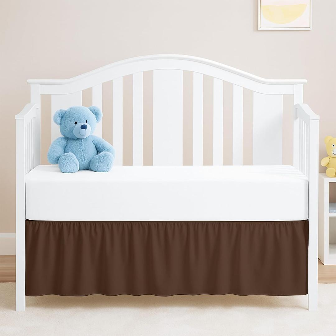 Chocolate Crib Bed Skirt, Perfect for Nursery Crib for Boys & Girls with a 14" Drop and Size 28"x 52" Chocolate Crib Bed Skirt, Perfect for Nursery Crib for Boys & Girls with a 14" Drop and Size 28"x 52"