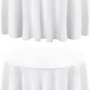 Surmente 132 inch Round Tablecloths -2 Pack White Round Table Cloths, Polyester Fabric Table Covers for Wedding, Party, Banquet, or Restaurant