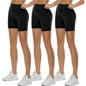 3 Pack High Waisted Biker Shorts for Women  3"/ 5"/ 8" Black Workout Yoga Compression Novelty Shorts for Running (Small-Medium)