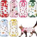 Kacctyen 6 Set Cat Recovery Suit After Surgery Female and Male Cat Kitten Surgery Suit E Collar Alternative Pajama Kitty Clothes for Spay Abdominal Skin Anti Licking(Fruit,Small)