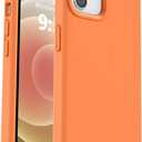 Vooii Compatible with iPhone 12 Case/iPhone 12 Pro Case, Liquid Silicone Upgrade [Soft Anti-Scratch Microfiber Lining] [Shockproof Drop Protection] Phone Case 6.1 inch - Bright Orange