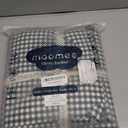 MooMee Gingham Duvet Cover Set 100% Washed Cotton Linen Like Textured Breathable Durable Soft Comfy Modern Checkered Design (Mini Gingham Forest Green, Full 80"x90")