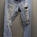 Men's Ripped Distressed Destroyed Straight Fit Washed Denim Jeans Pants, Size 36