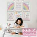 Hadley Designs 6 Rainbow Wall Decor  Pastel Rainbow Wall Art Posters for Nursery & Bathroom, Colorful Unframed Magical Room Decor Prints for Toddler & Girls' Bedroom