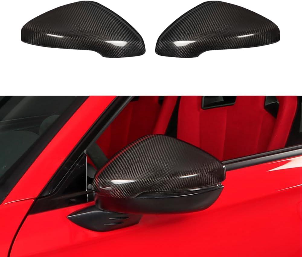 JSWAN 2pcs Carbon Fiber Side Rearview Mirror Guard Cover Fit for 11th Gen Civic Sedan Hatchback Type R FL5 Typer Reverse Mirror Shell Cover Rearview Mirror Overlay (Bright Black)