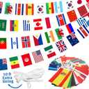 100 Countries String Flag Banner Set- 82Ft International World Flags Bunting Durable Mini Polyester Flags for Party Decorations, Classroom, Sports Events, Olympics, World Cup & Cultural Festival Decor