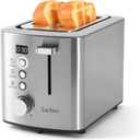 2 Slice Toaster with Wide Slots for Bread & Bagels, Stainless Steel Toaster with Digital Countdown, 6 Shade Settings, Defrost, Reheat & Cancel, Compact Design for Kitchen