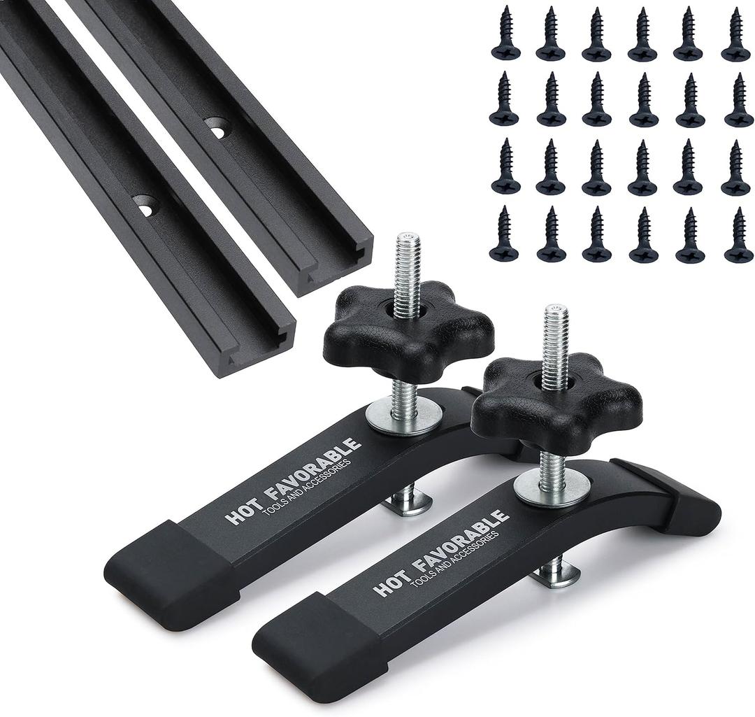 Aluminum 2pk 48" T-Track for Woodworking with 2pk Hold-Down Clamps-Woodworking and Clamps-Fine Sandblast Black Anodized