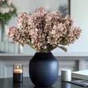Ttranewsoo Fake Flowers Hydrangea Silk Flowers with Stems,Brown Flowers Fall Hydrangea Artificial Flowers,Winter Flowers Artificial for Decoration Vase Indoor and Outdoor 24"Brown 8PCS Wthout Vase