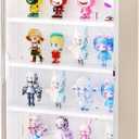 HGYZE Clear Display Case for Figures, 15.75" High, Wall Mounted Shelf with Magnetic Door, Hanging Display Case for Collectibles Action Doll Blindboxes Storage (White, 4-Layer 1 Pack)