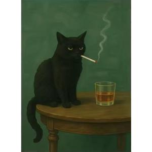 Cat Paint by Numbers Animals DIY Painting On Canvas,by Number Black Cat in Stained by Numbers Kit for Adults Beginner,Acrylic Simple Oil Paint by Number Kits for Home Wall Decor 16 x 20 inch
