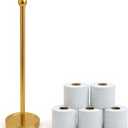 Toilet Paper Holder Stand for Max 5 Paper Rolls, Freestanding TP Holder, Roll Holder Storage, Stainless Steel - Gold
