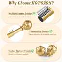 Curtain Rods 2 Pack 32 to 58 Inch, HOTOZON Curtain Rods for Windows, 3/4 Inch Single Splicing Drapery Rod with Netted Finials, Antique Gold