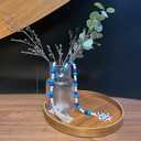 2 Pieces Ocean Letter Block Bead Garland with Tassels Wood Bathroom DecorBlue Nautical Marine Beach Rope Beads Garland Farmhouse Decoration Tiered Tray Table Decor Set