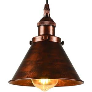 TAKEGO Farmhouse Pendant Light, Rustic Copper Pendant Light Kitchen Island, Vintage Pendant Light Fixtures, Hanging Ceiling Lamp for Kitchen Island, Hallway, Dining Room
