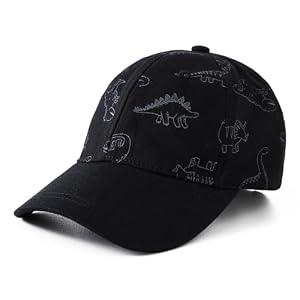 Jastore Toddler Baby Boy Baseball Cap Baby Girl Dinosaur Hats Cotton Infant Baseball Cap Kids Sun Hat (US, Age, 6 Months, 12 Months, Black)