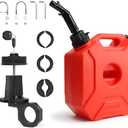 Portable Tank with Locking Mounting Upgraded Bracket Mounting 5L / 1.3 Gallon Fits for Car Motorcycle SUV ATV UTV U bolt for 1" Tube (Locking+Upgraded Bracket+Red)